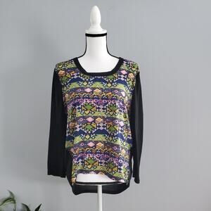 La Vie 89 Long Sleeve Aztec Print Shirt Size L